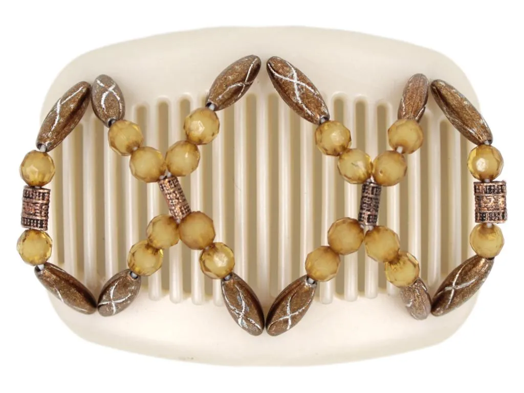 African Butterfly Hair Comb - Dalena White Pearl 10