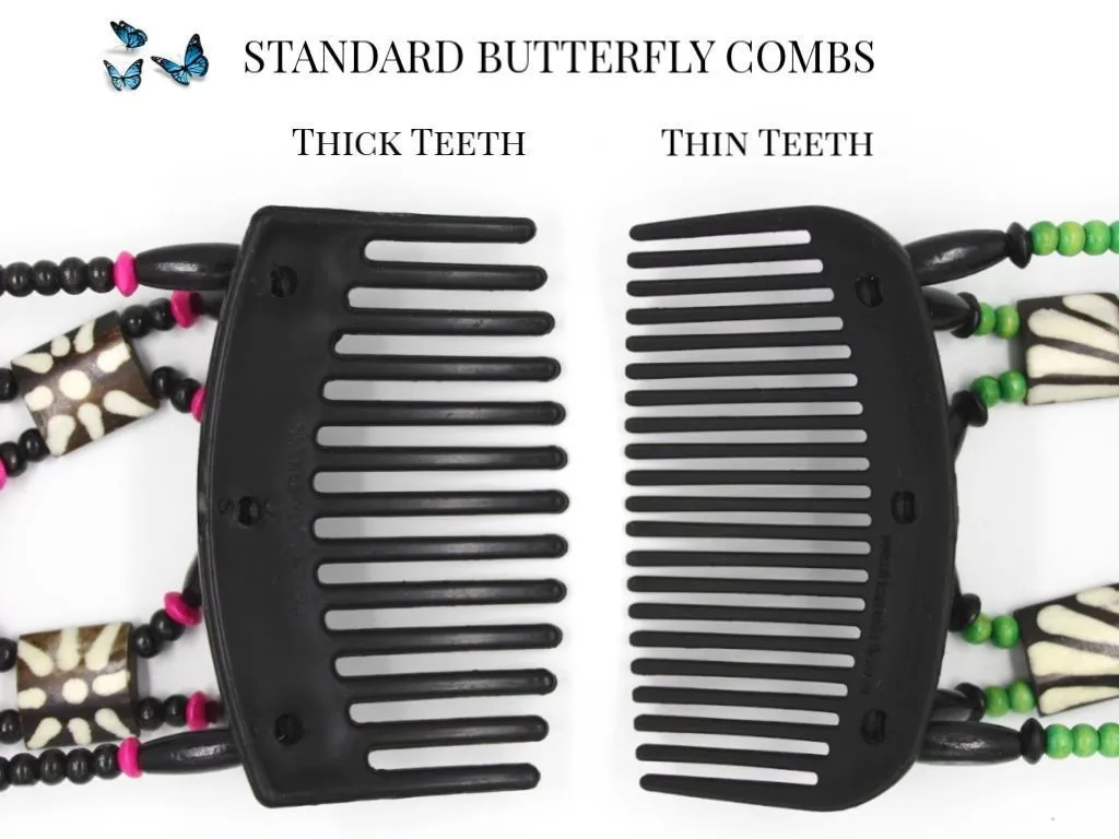 African Butterfly Thick Hair Comb - Beada Brown 130