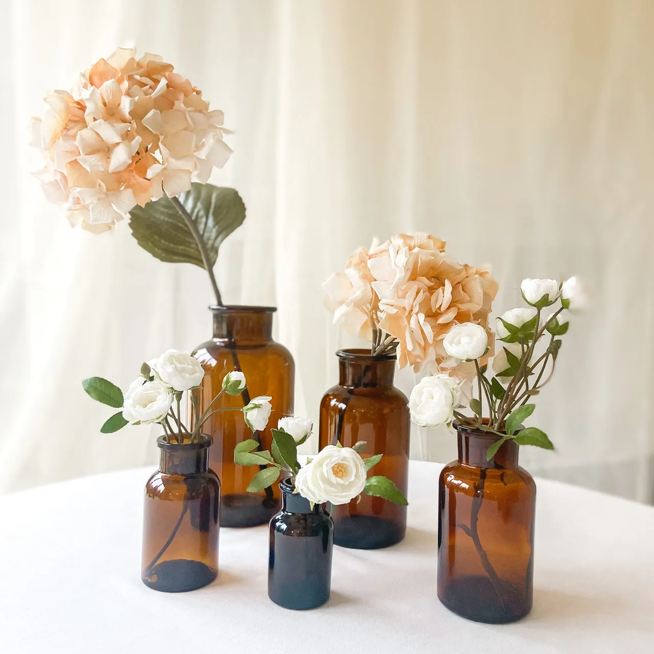 Amber Brown Glass Apothecary Bottles - Wedding Vases