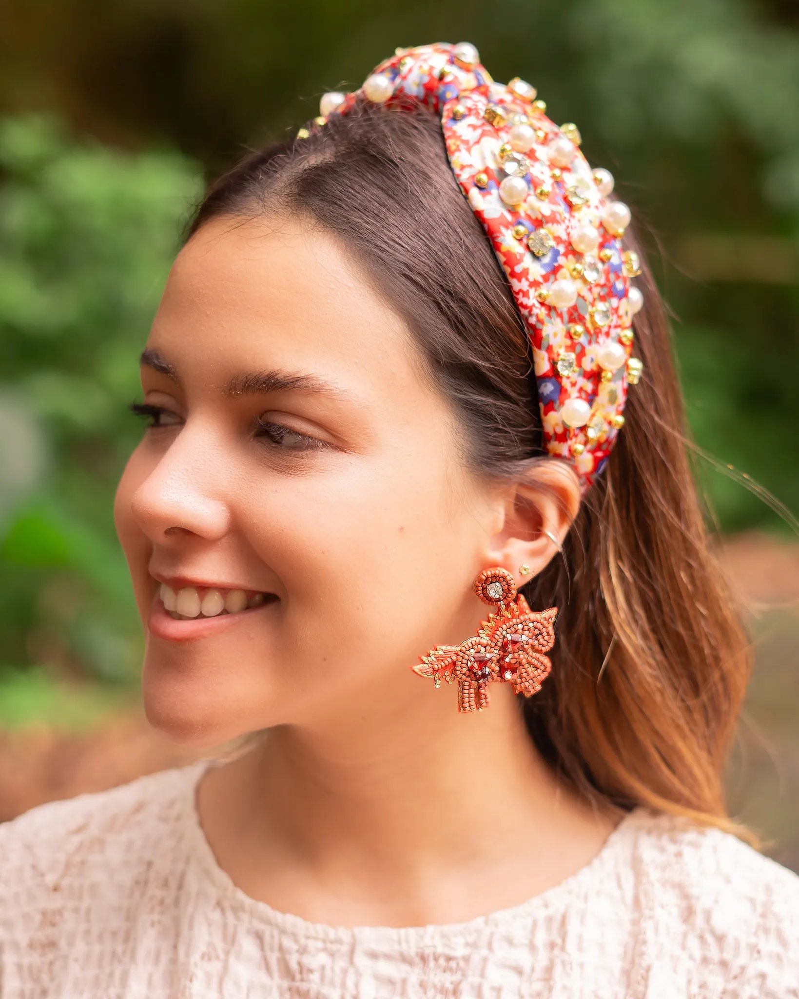 Amber Jeweled Knot Headband