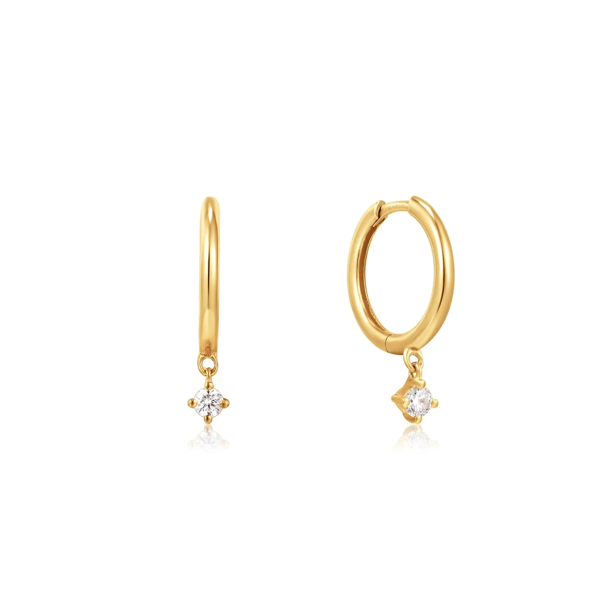 Ania Haie 14kt Gold Natural Diamond Drop Huggie Hoop Earrings