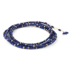 Anne Sportun Blue Lapis Beaded Confetti Wrap Bracelet & Necklace 34" B098G-CON.LAPIS