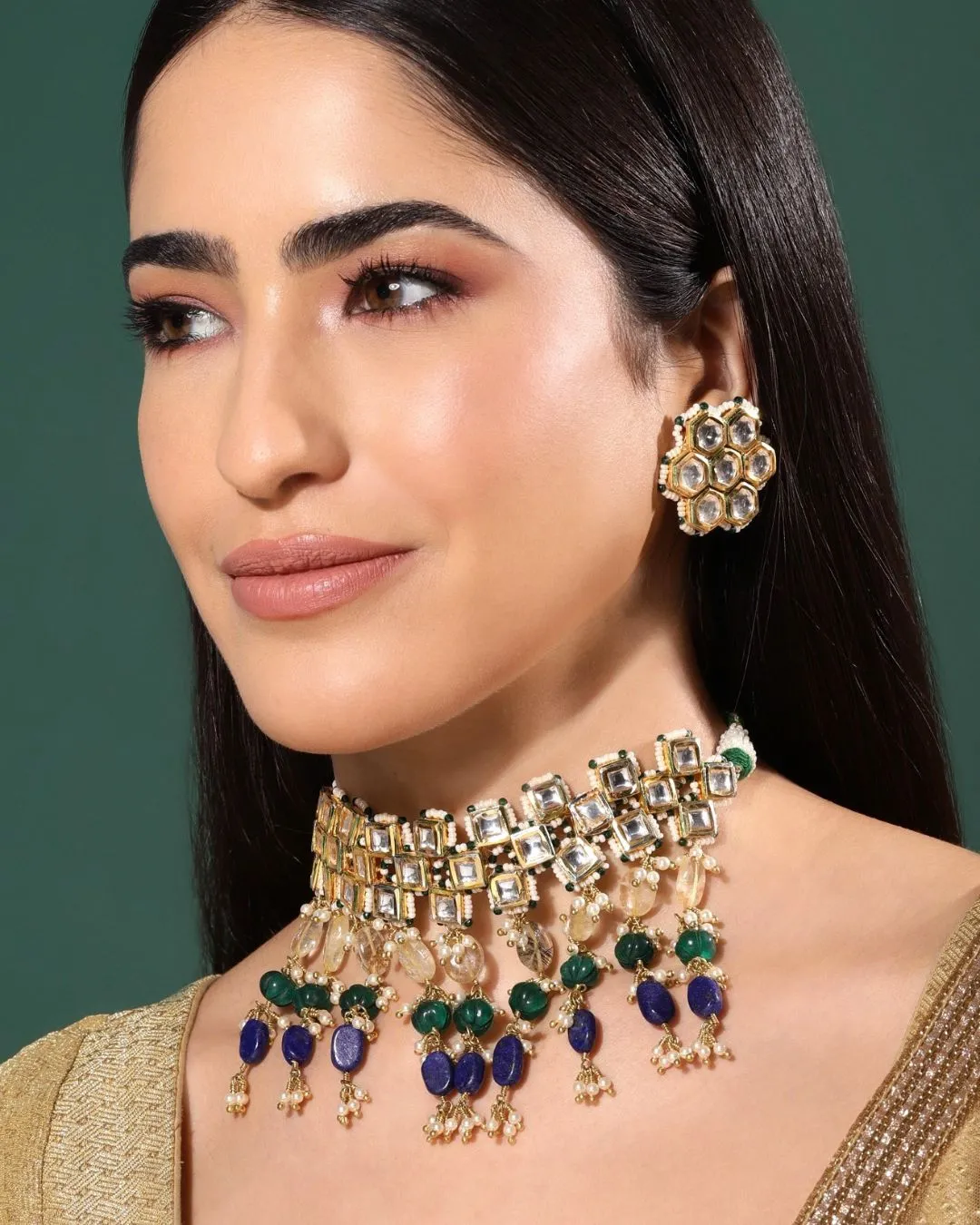 Antheia Lapiz Lazuli Kundan Choker Set