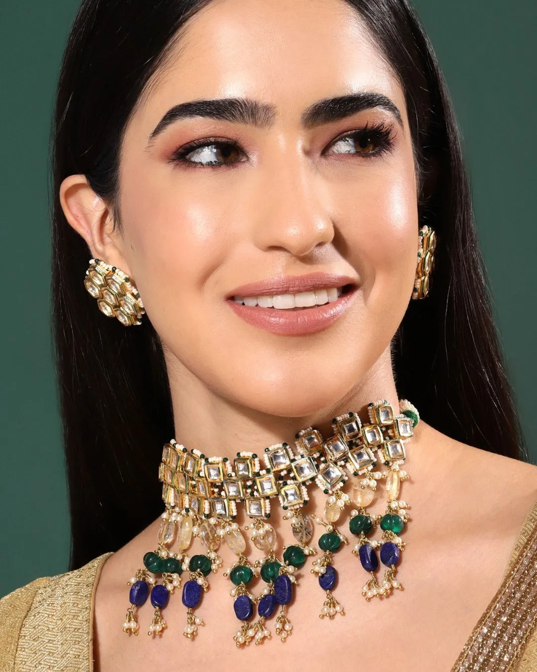 Antheia Lapiz Lazuli Kundan Choker Set