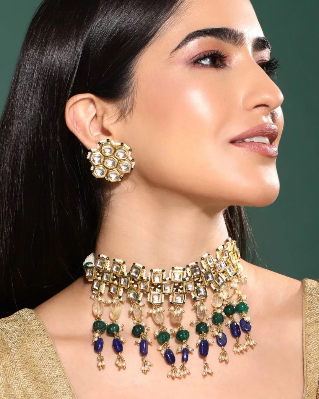 Antheia Lapiz Lazuli Kundan Choker Set