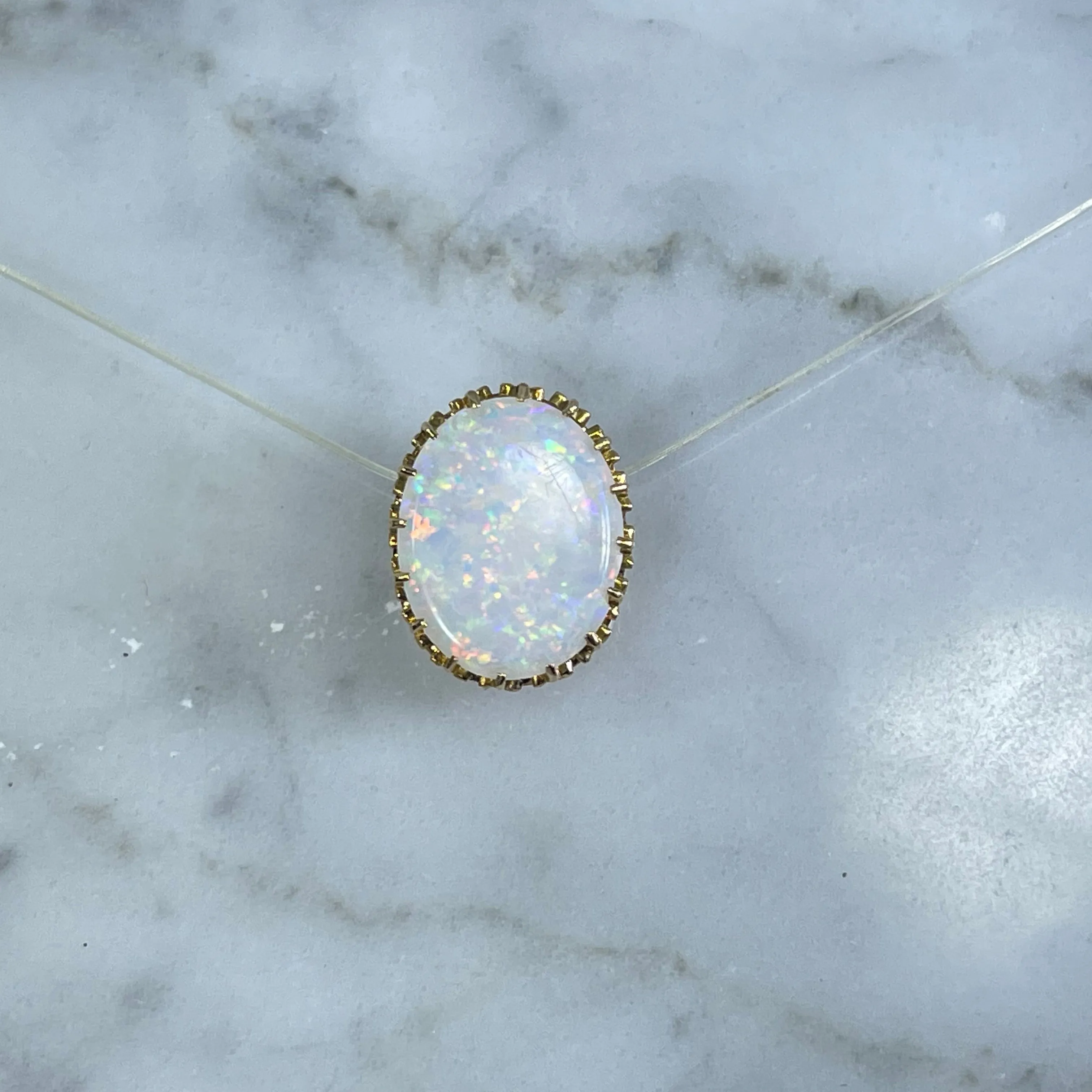 Antique Opal Pendant in 14k Yellow Gold Setting Repurposed from a 1900s Hatpin. Estate Jewelry.