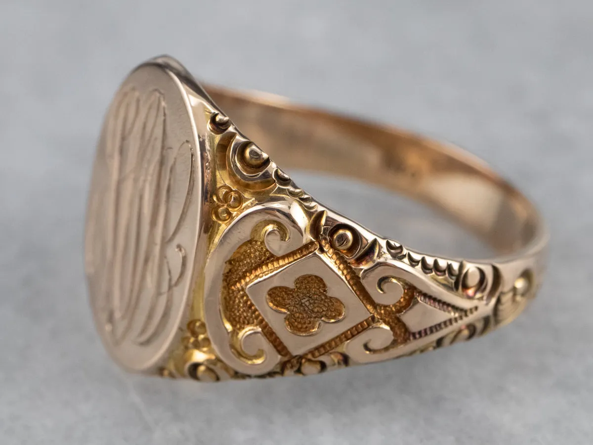 Antique Ostby Barton "JON" Gold Signet Ring