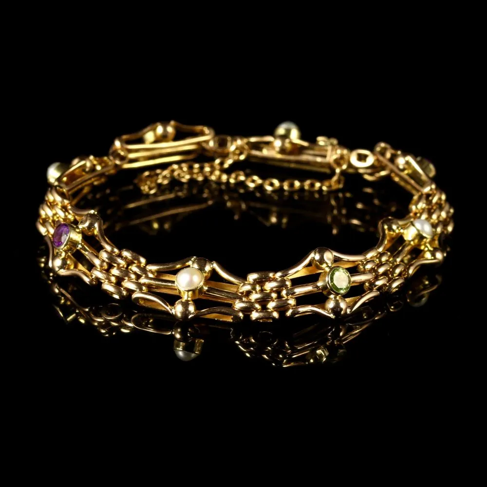 Antique Victorian Suffragette Bracelet 15Ct Gold Circa 1900