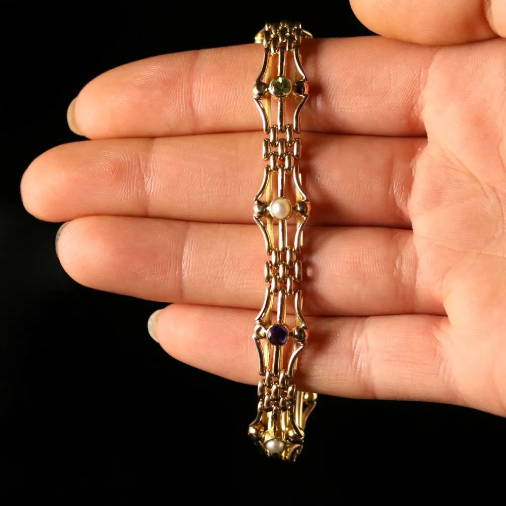 Antique Victorian Suffragette Bracelet 15Ct Gold Circa 1900