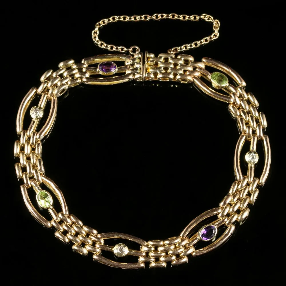 Antique Victorian Suffragette Bracelet Circa 1900 15Ct Gold