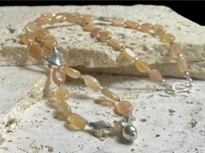 Apricot Moonstone Long Necklace