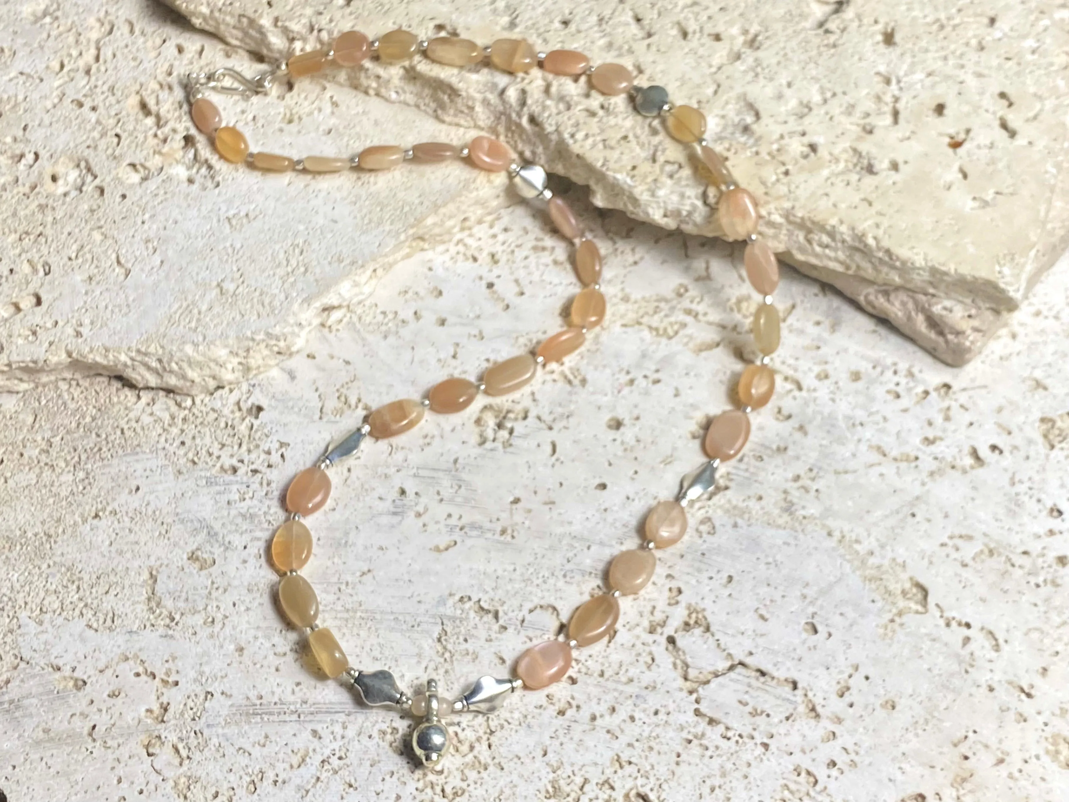 Apricot Moonstone Long Necklace