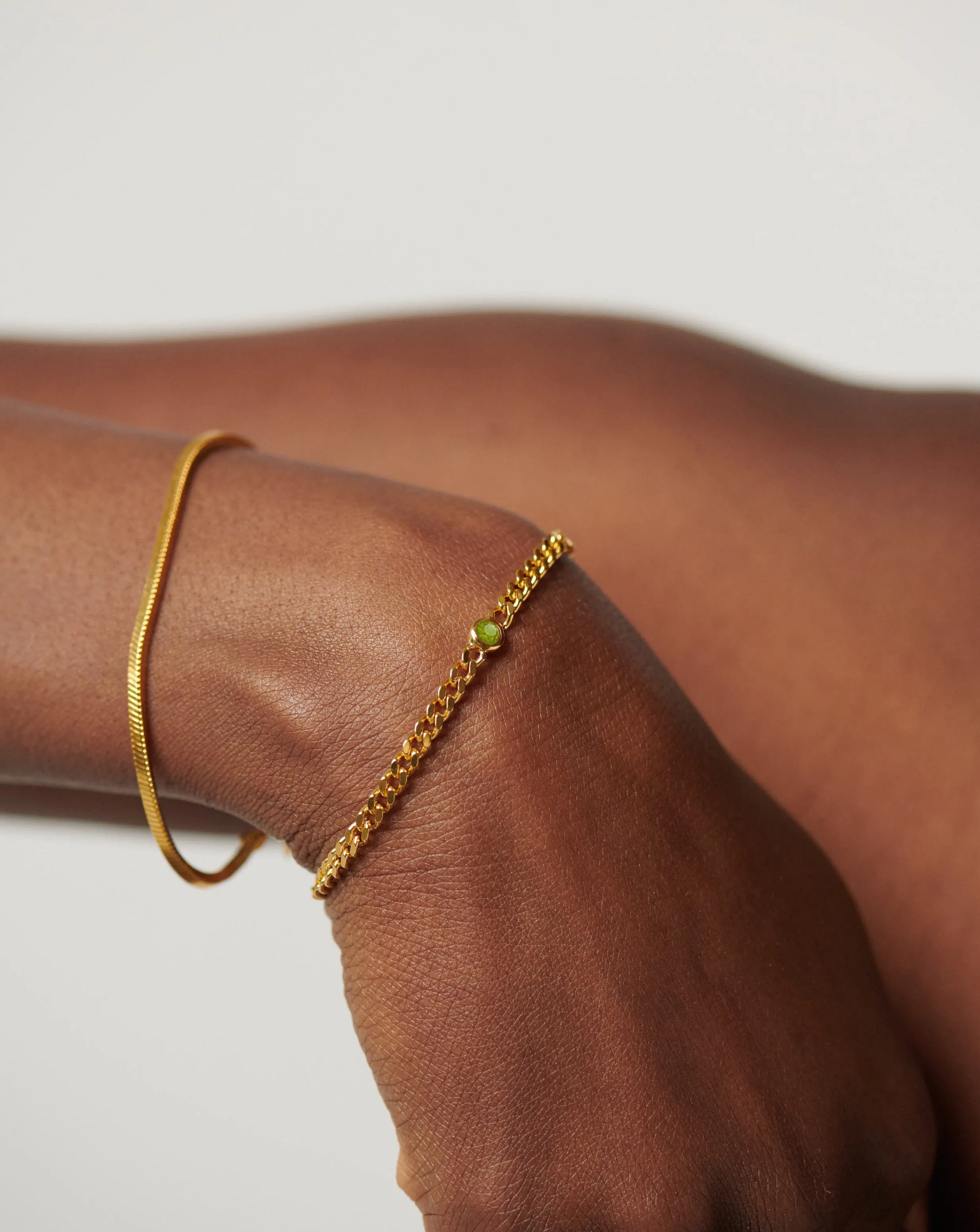 August Birthstone Chain Bracelet | 18ct Gold Plated Vermeil/Peridot