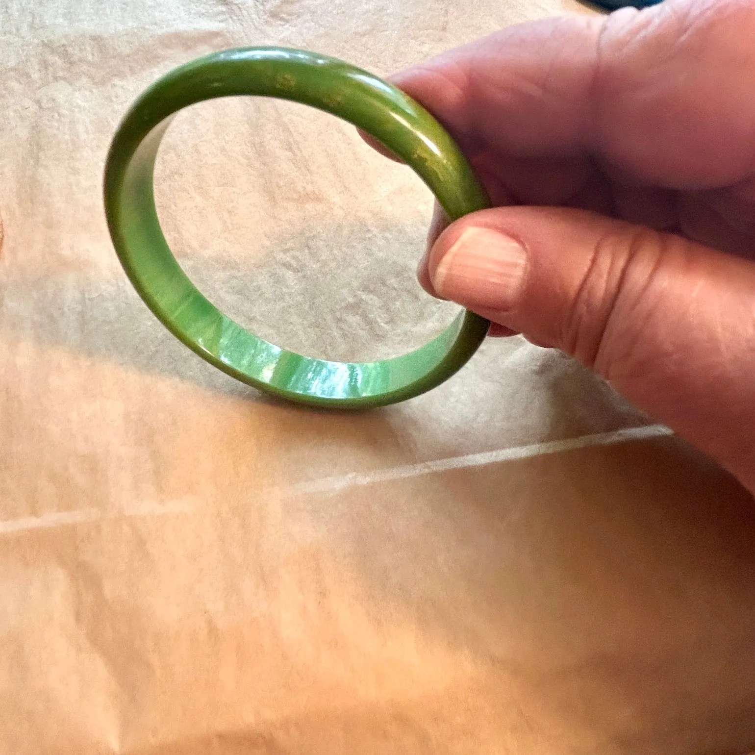 Bakelite Bangle, Marbled Green