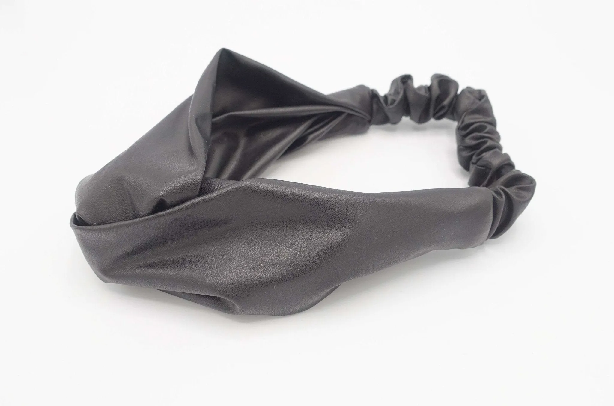 basic leather elastic turban headband