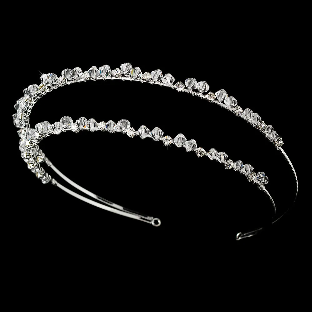 Beautiful Silver Swarovski Crystal Double Bridal Headband