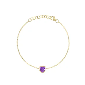 Bezel Set Gemstone Heart Bracelet