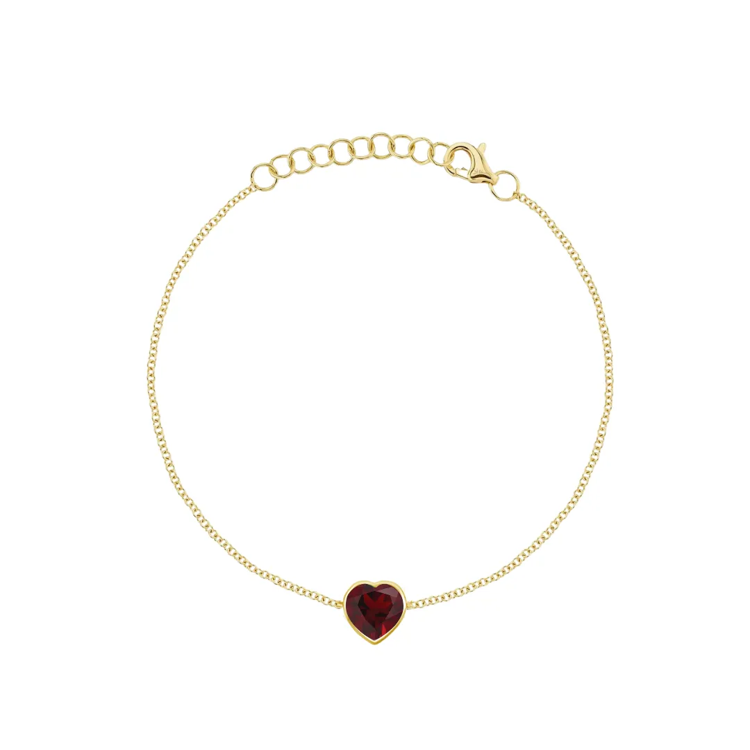 Bezel Set Gemstone Heart Bracelet