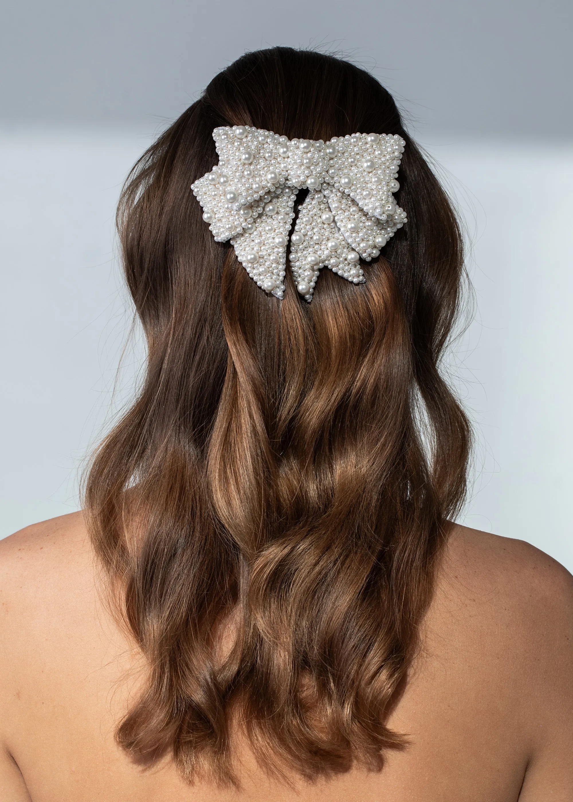 Bianca Bow Barrette -- Cream