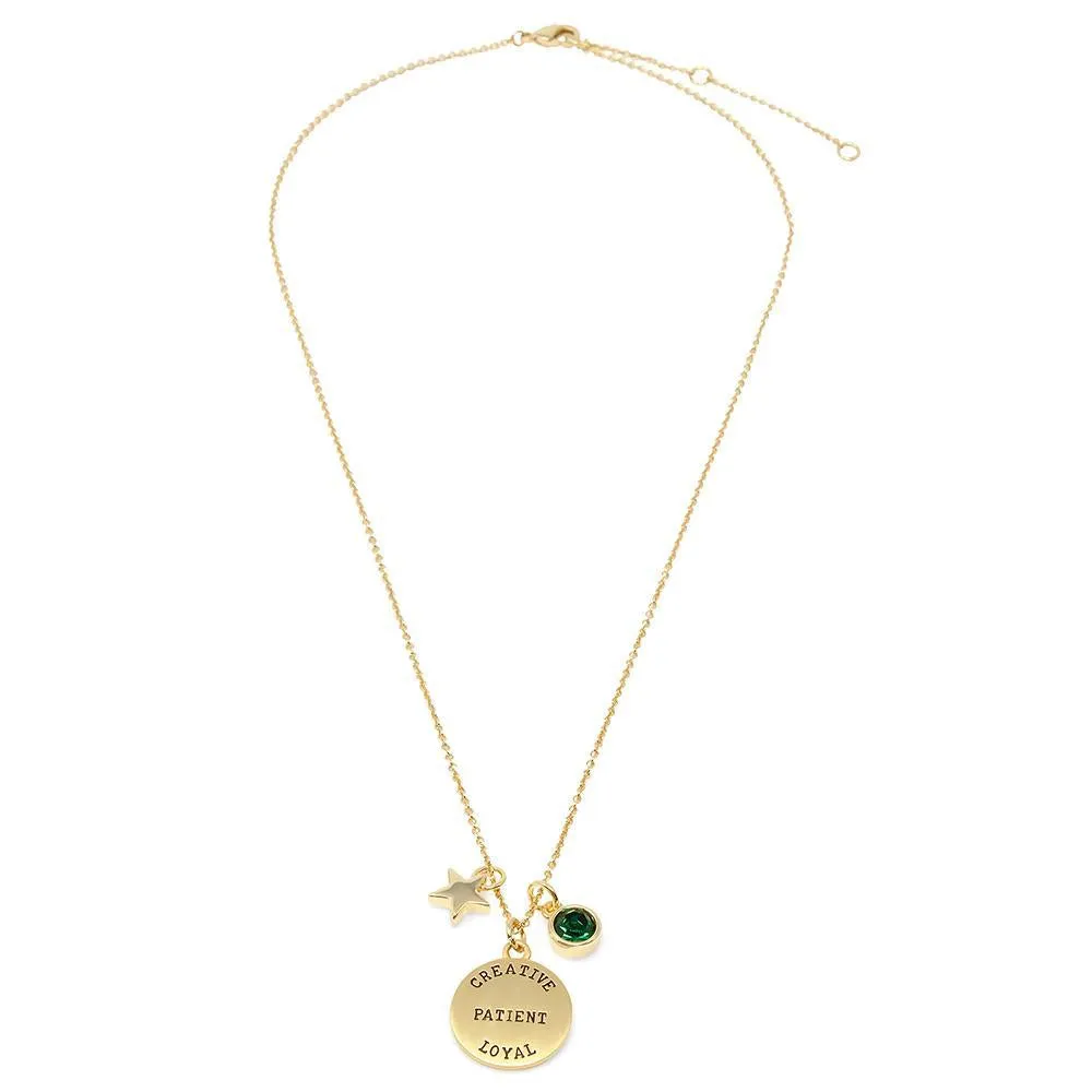 Birthstone Necklace May Gold Plated