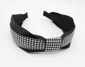 black gingham check headband flat knot hairband women hair accessory