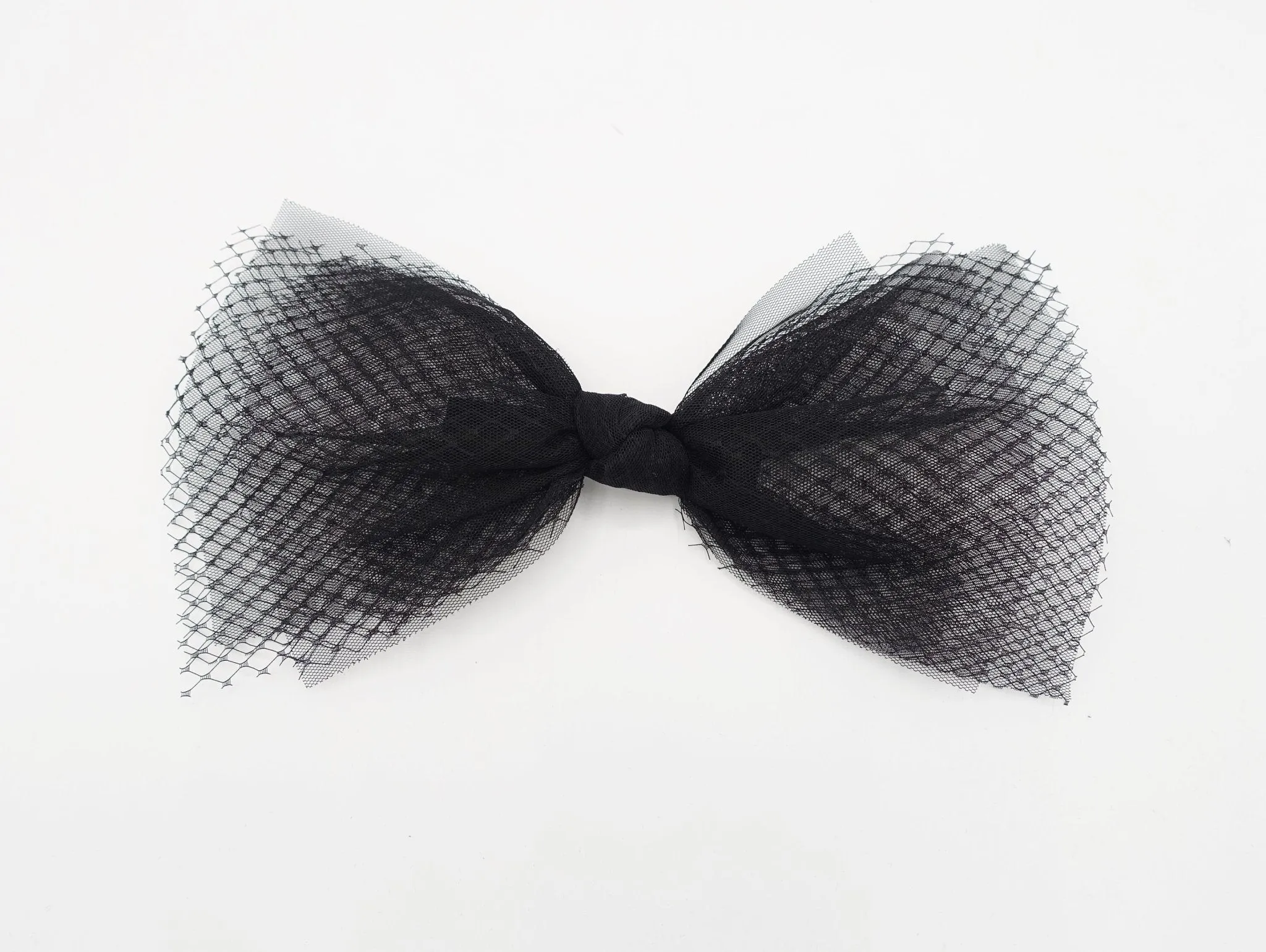 black mesh tulle hair bow voluminous veil bow knot headband fascinator hair accessory for women