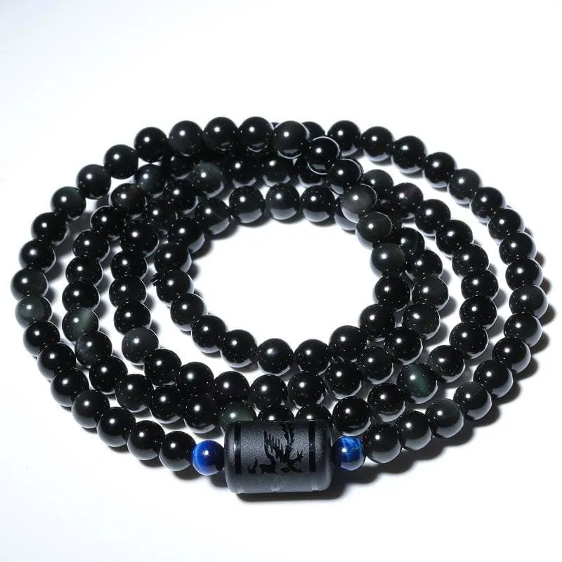 Black Obsidian Stone Dragon Bracelet