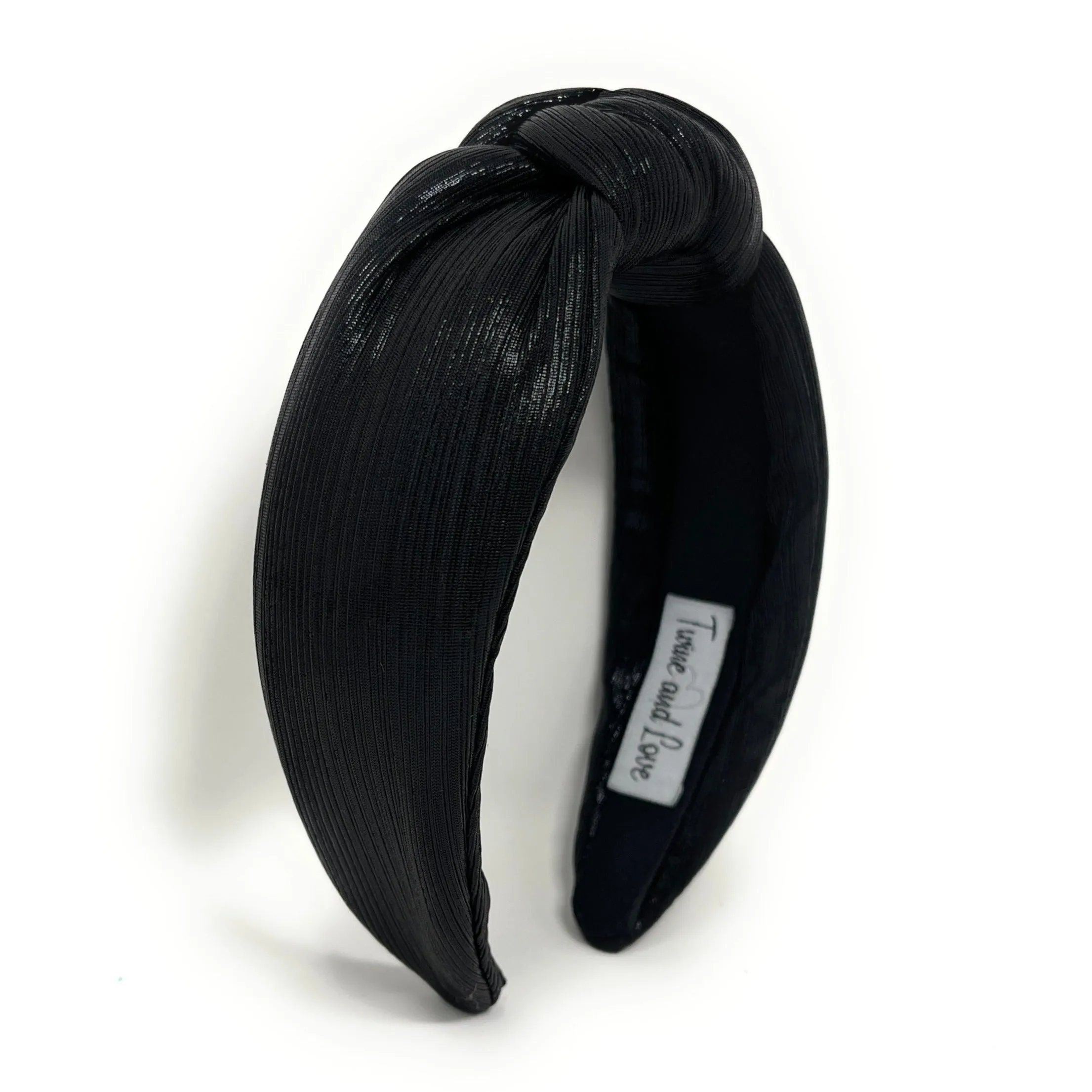 Black Padded Metallic Knotted Headband