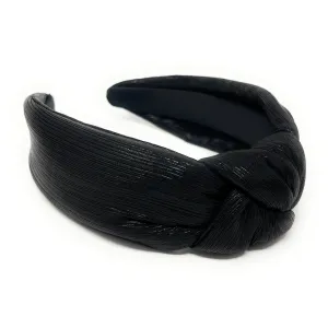 Black Padded Metallic Knotted Headband