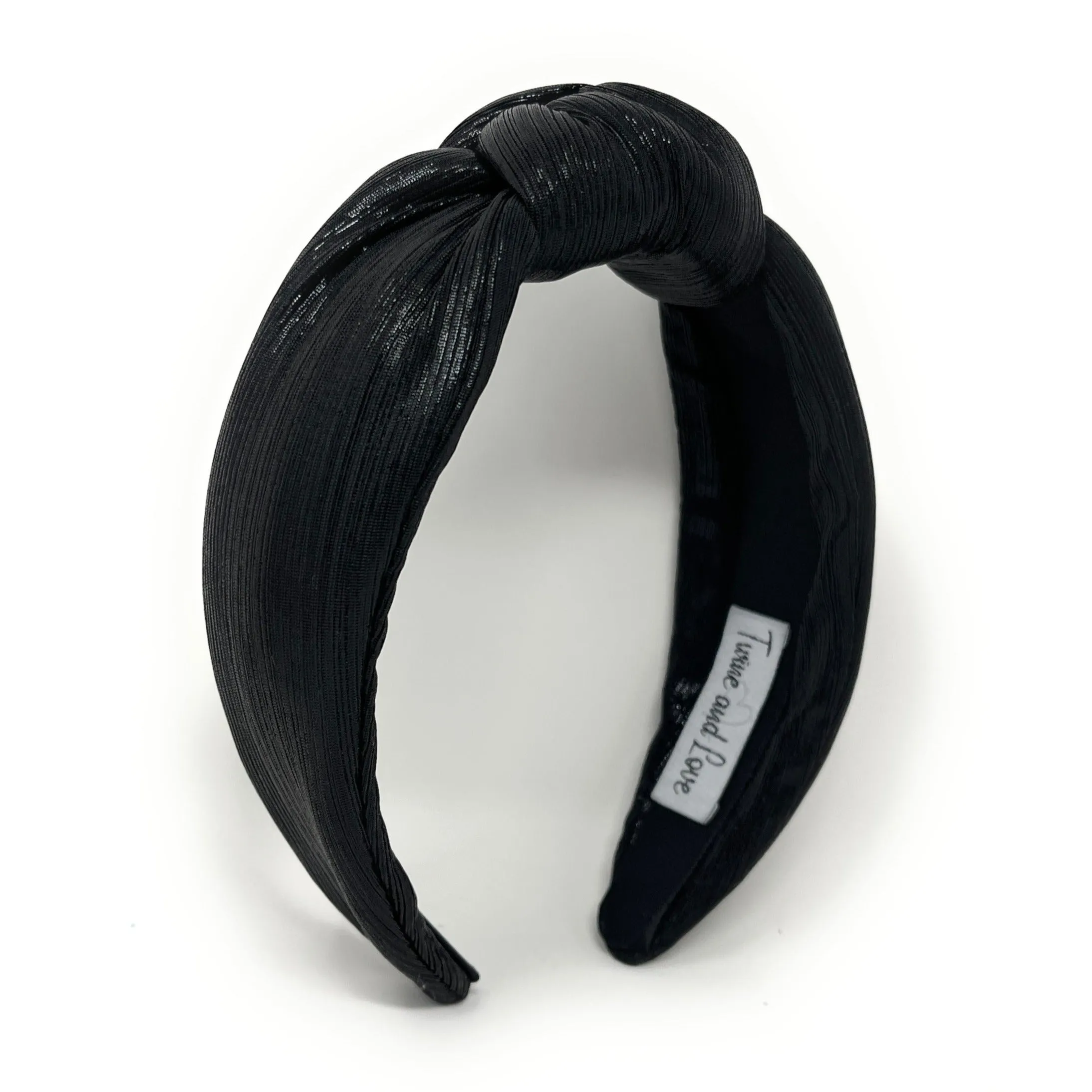 Black Padded Metallic Knotted Headband