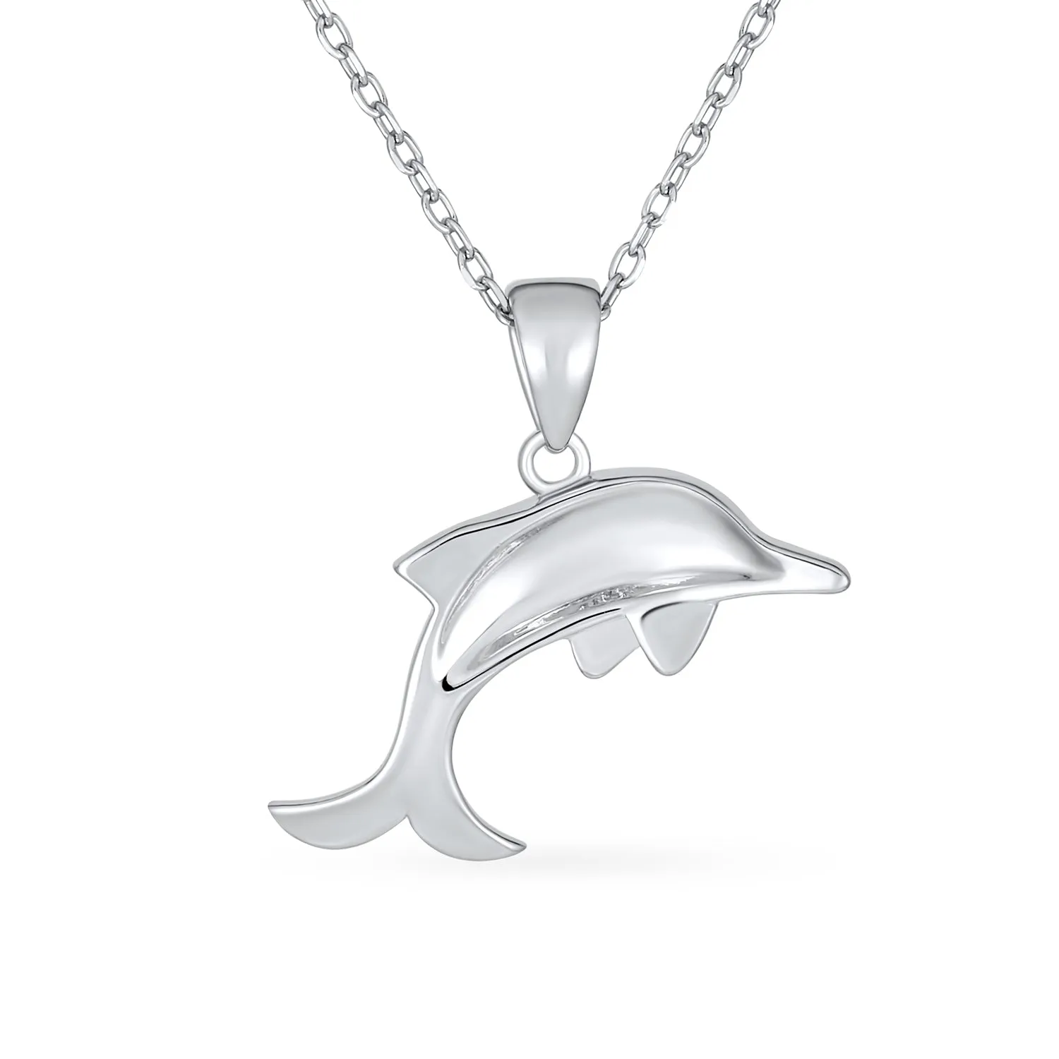 Blue Opal Nautical Dolphin Family Pendant Necklace 925 Sterling Silver