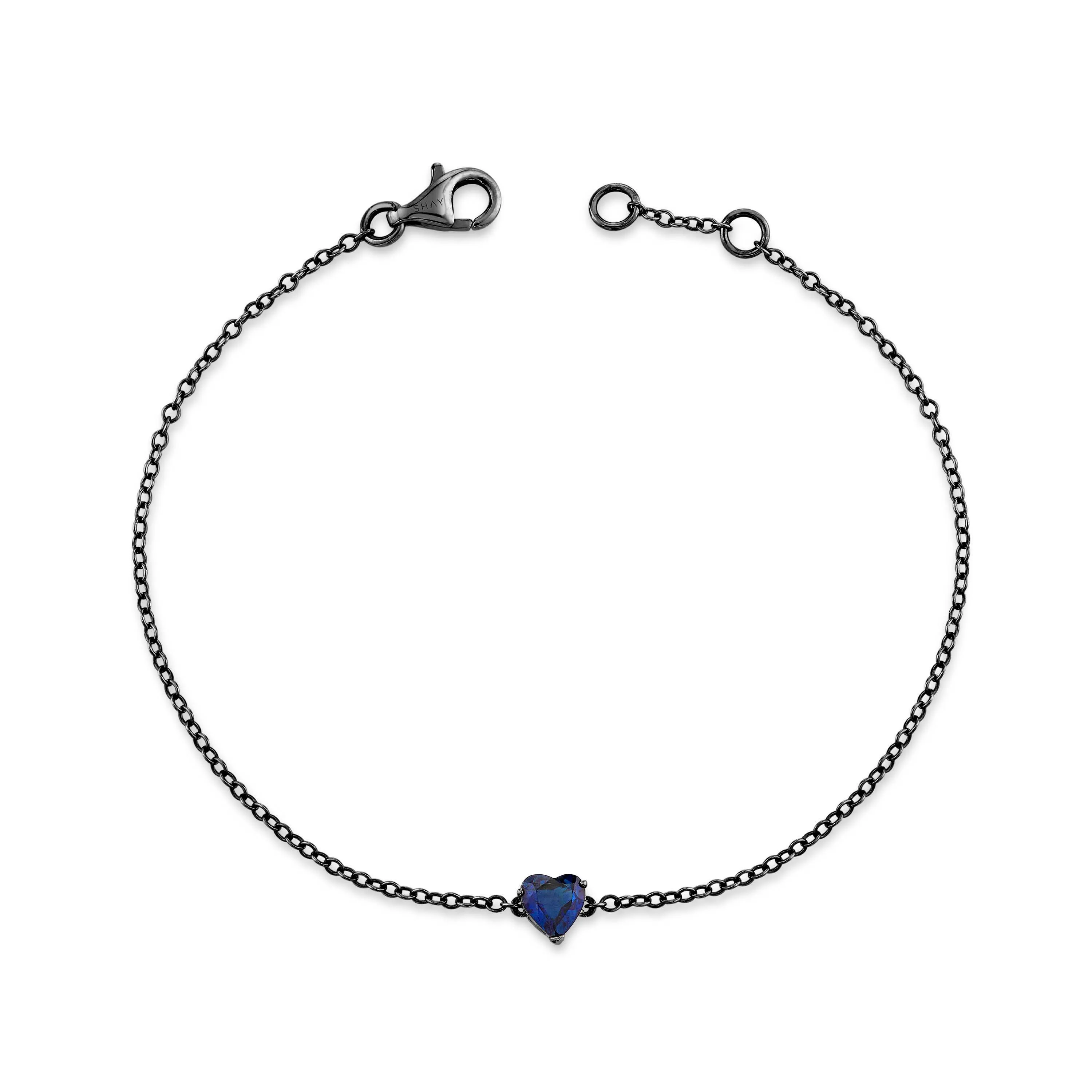 BLUE SAPPHIRE BABY HEART BRACELET