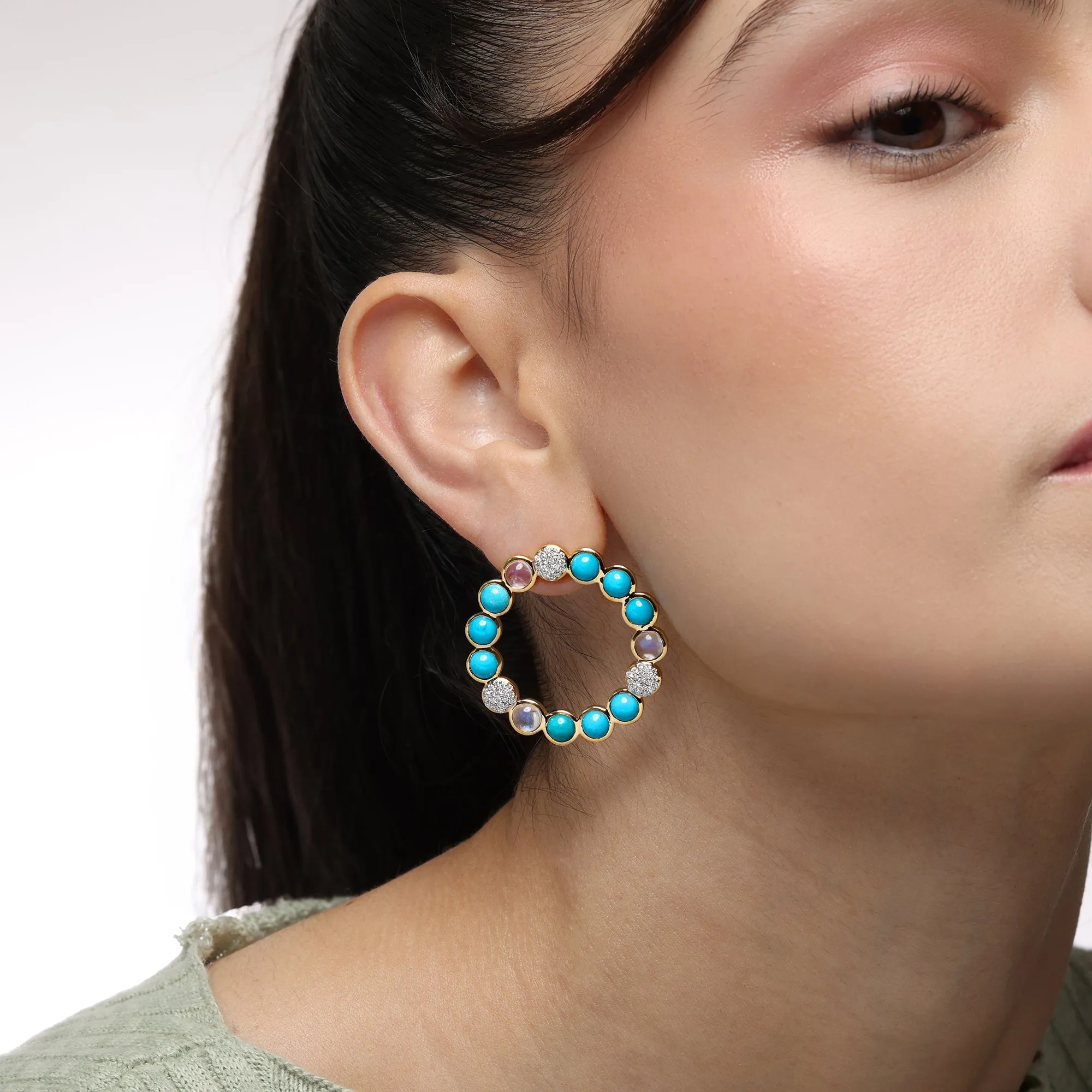 Bubble Turquoise and Diamond Earrings