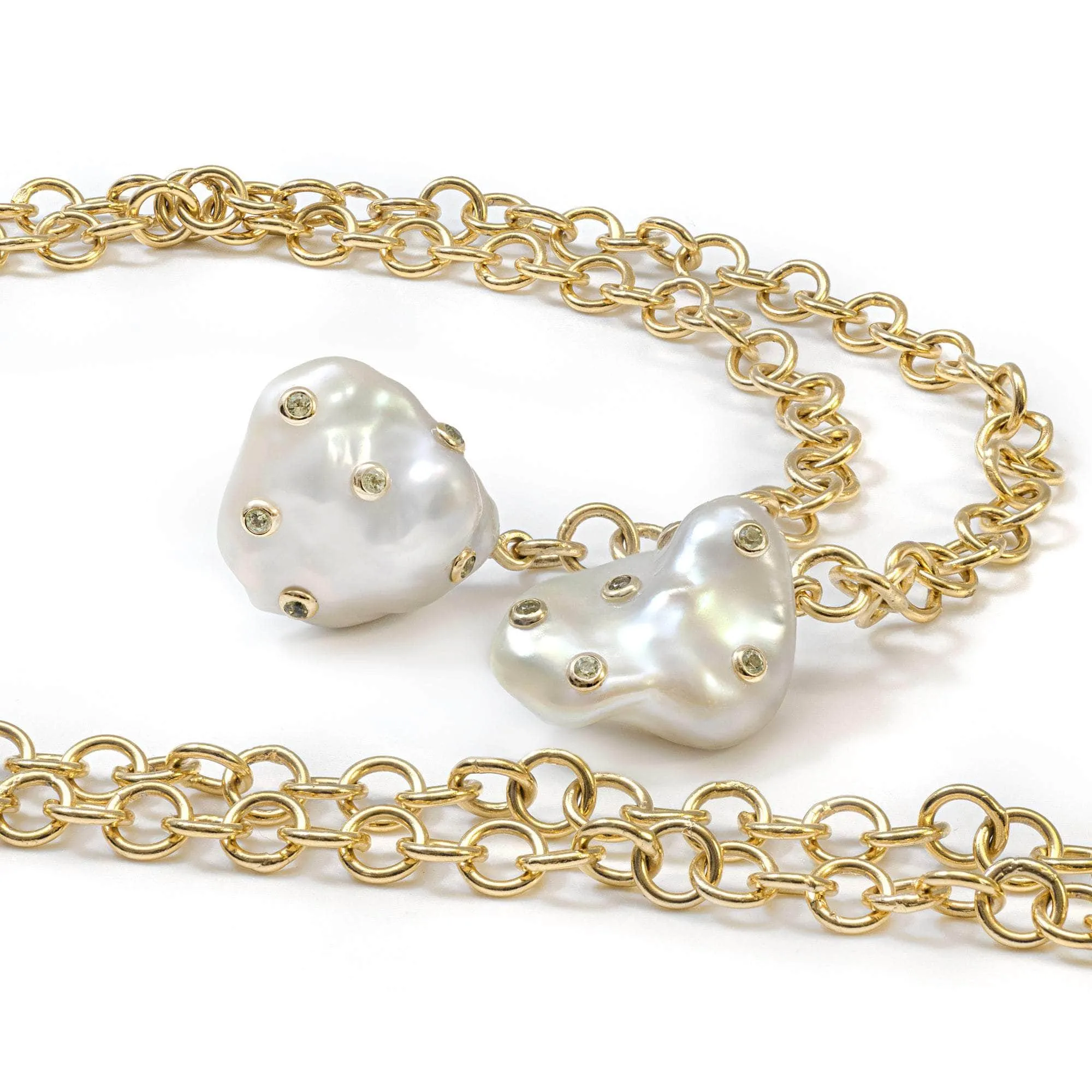 Cadena Baroque Pearl and Peridot Necklace