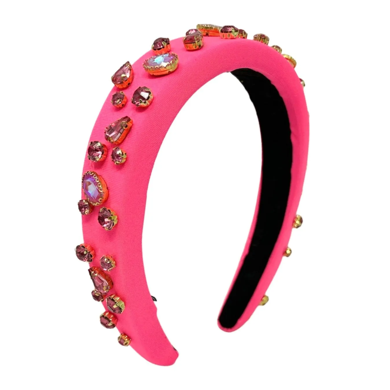 Camelia Neon Pink Padded Baroque Headband