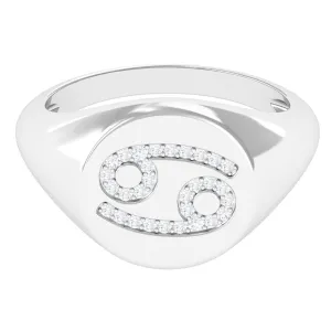 Certified CZ Cancer Zodiac Signet Ring