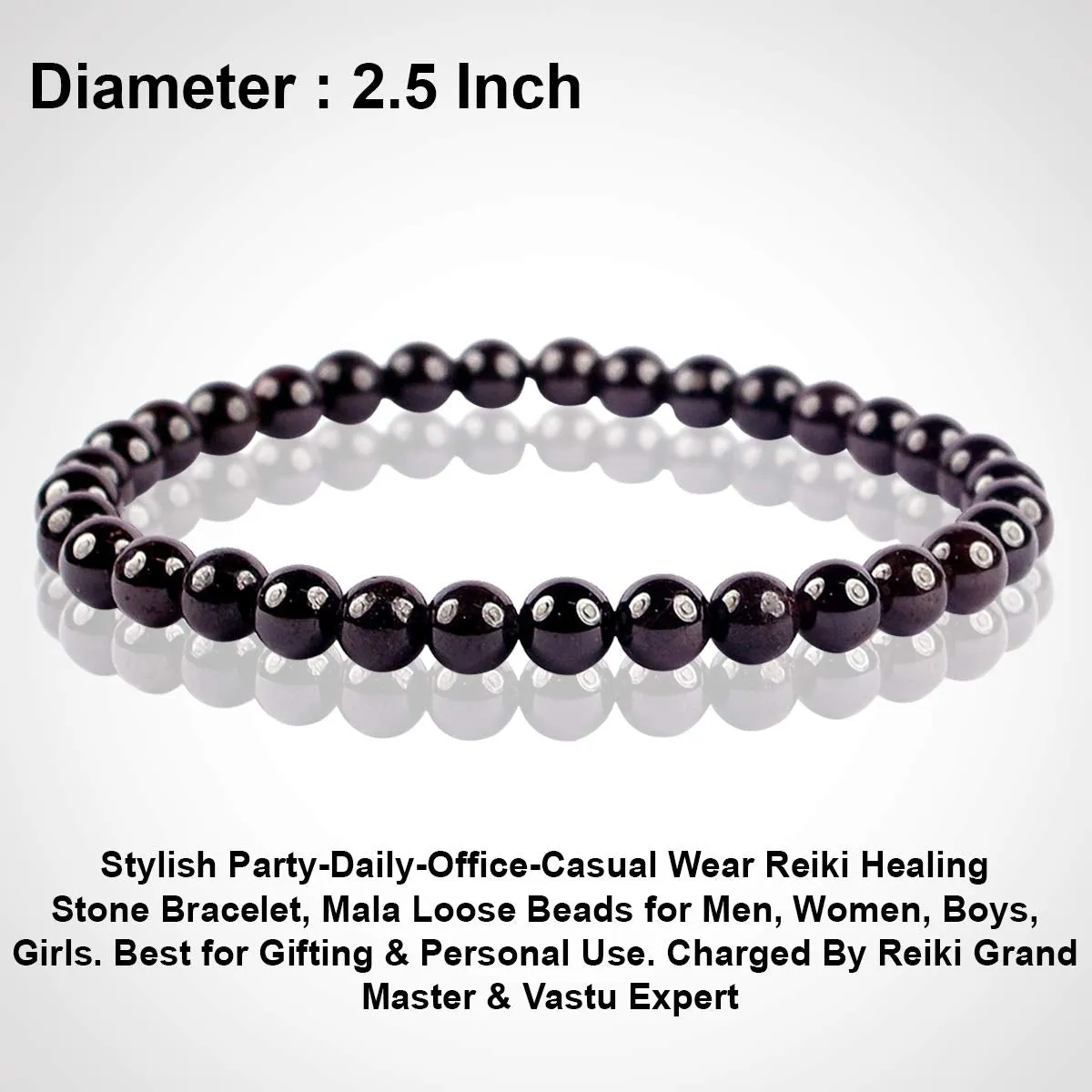 Certified Red Garnet Natural Crystal Stone Bracelet Energized Reiki Healing and Crystal Healing for Men & Women