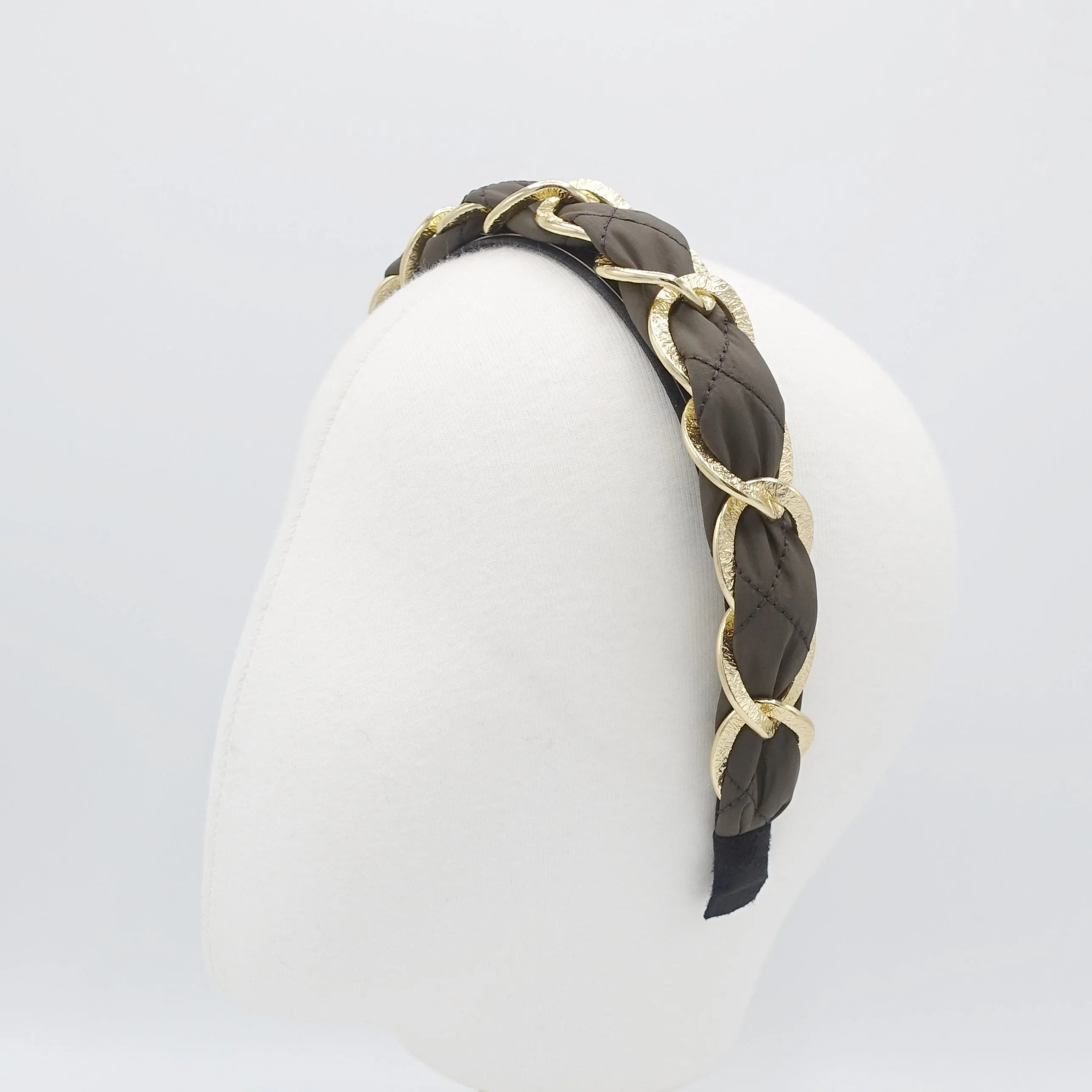 chain wrapped quilted headband stylish women fashion hairband