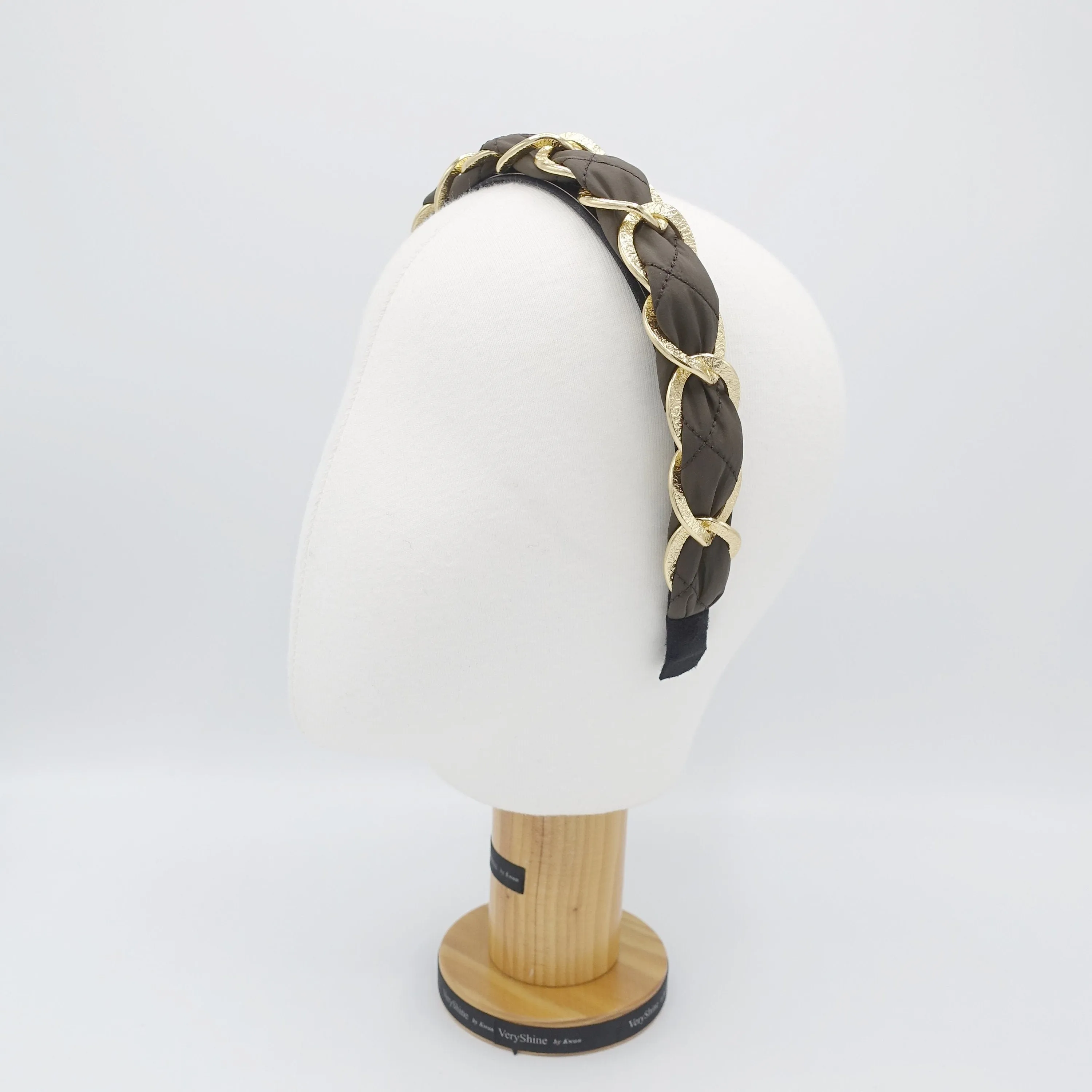 chain wrapped quilted headband stylish women fashion hairband