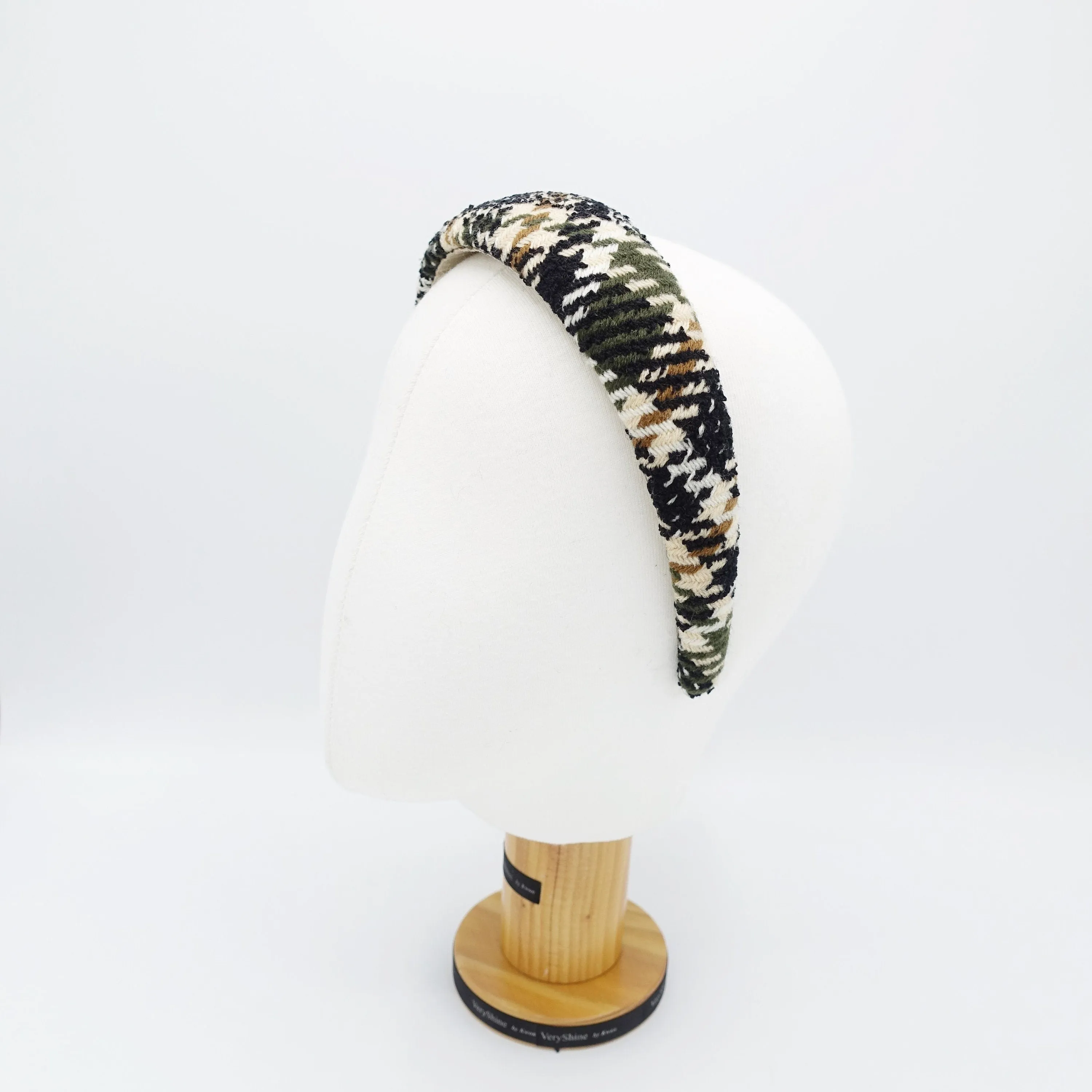 check houndstooth tweed headband padded hairband Fall Winter stylish casual hair accessory for women