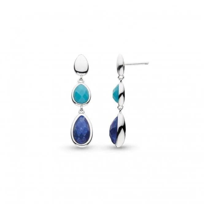 Coast Pebble Azure Gemstone Trio Droplet Stud Drop Earrings 50175LMG