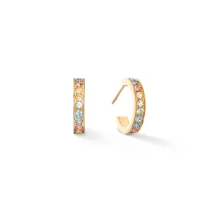 Coeur De Lion Gold Multicoloured Pastel Crystal Hoop Earrings