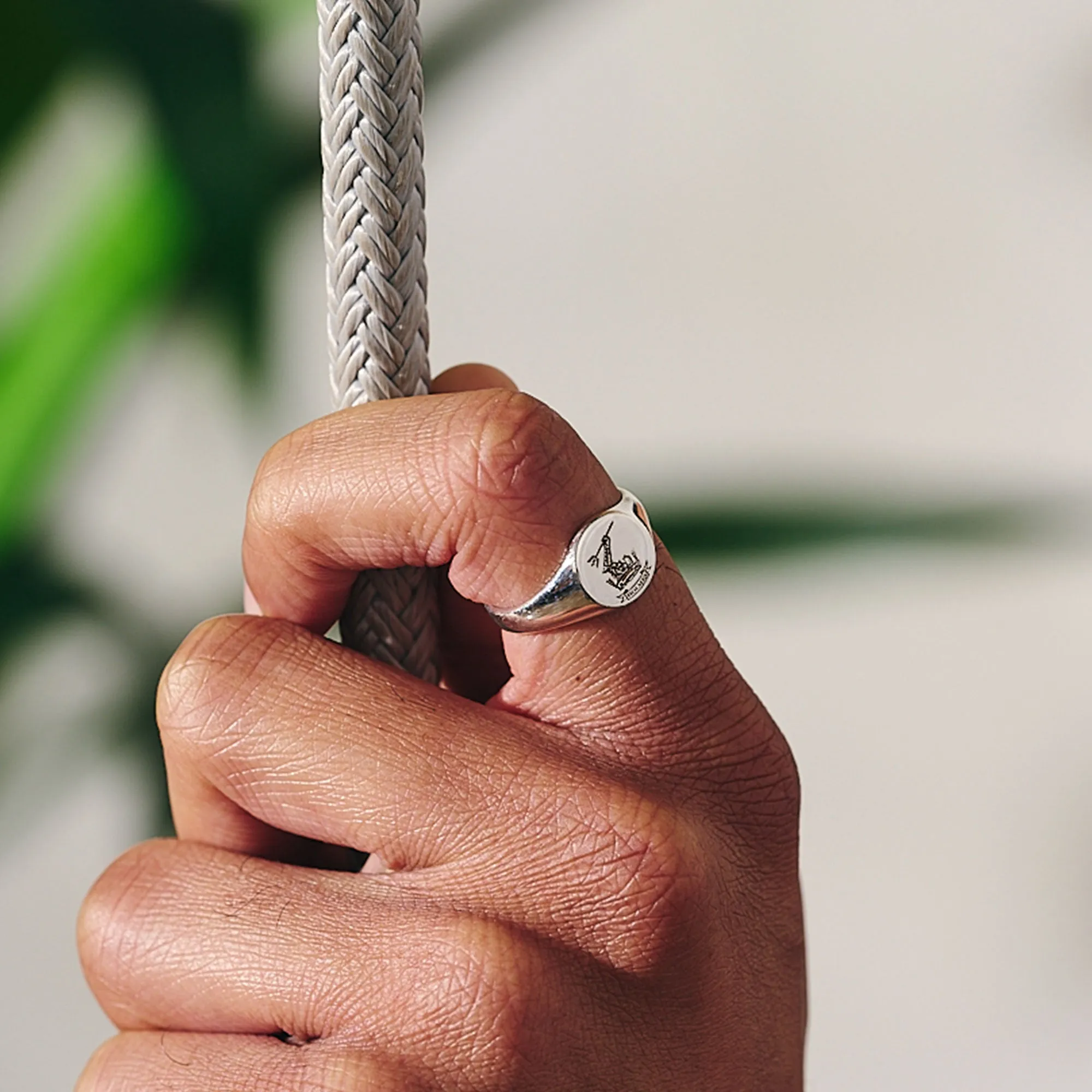 Custom Engraved Round Silver Signet Ring