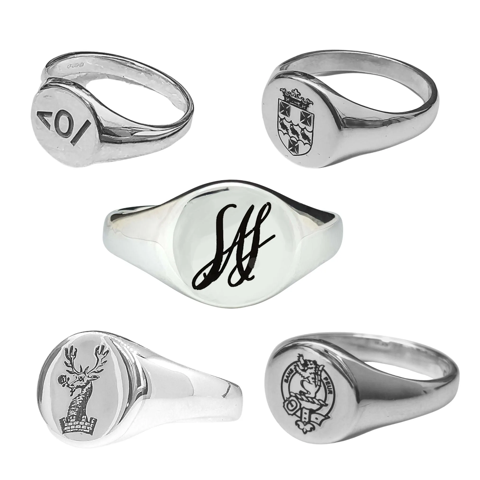 Custom Engraved Round Silver Signet Ring