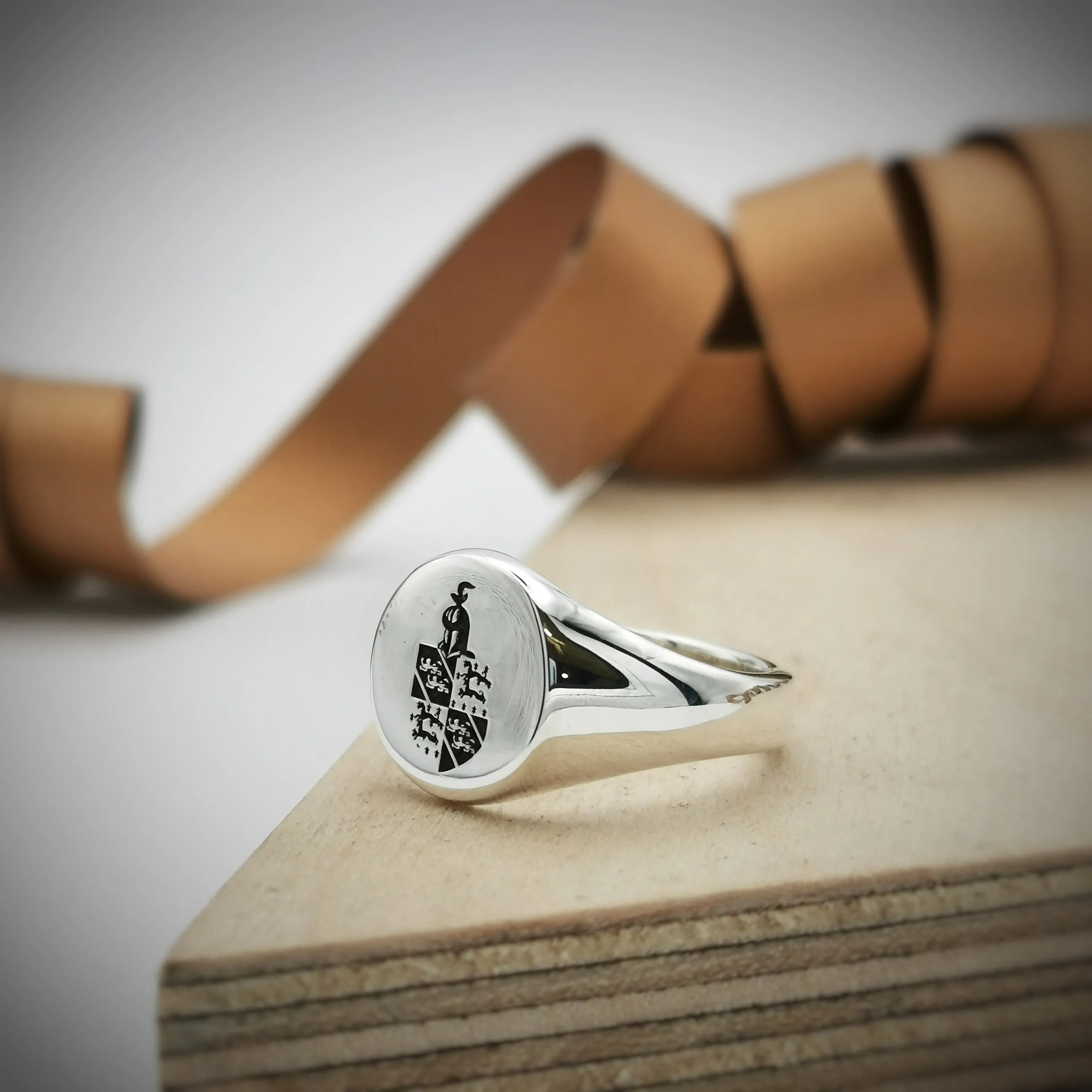 Custom Engraved Round Silver Signet Ring