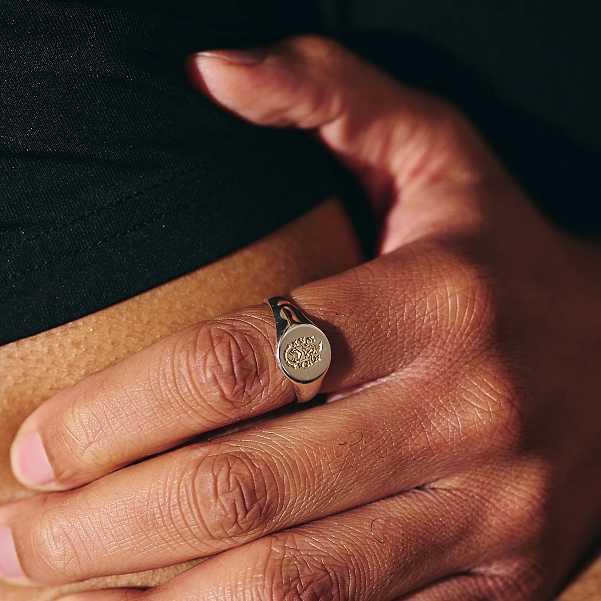 Custom Engraved Round Silver Signet Ring