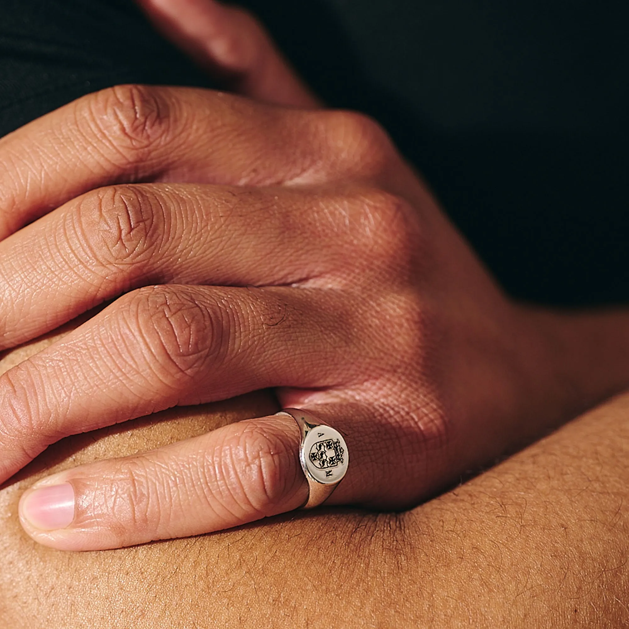 Custom Engraved Round Silver Signet Ring