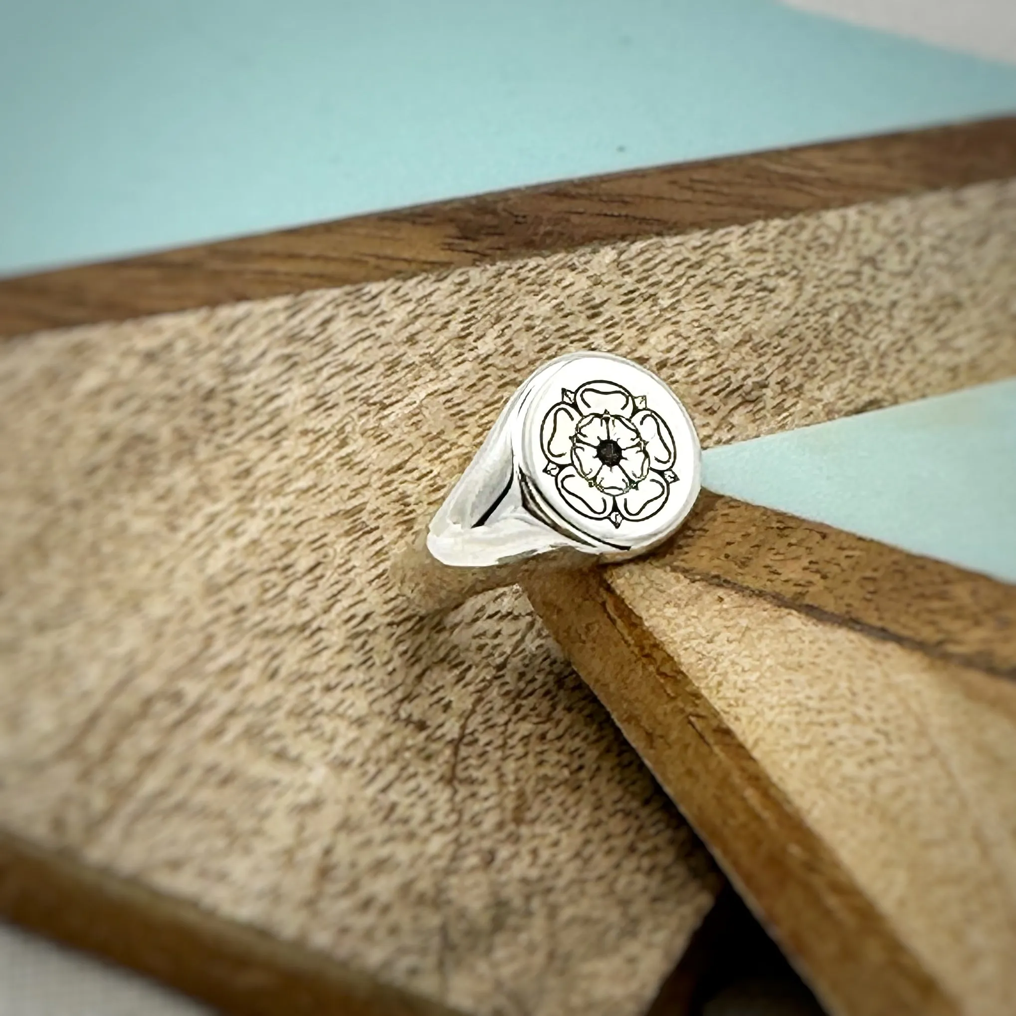 Custom Engraved Round Silver Signet Ring