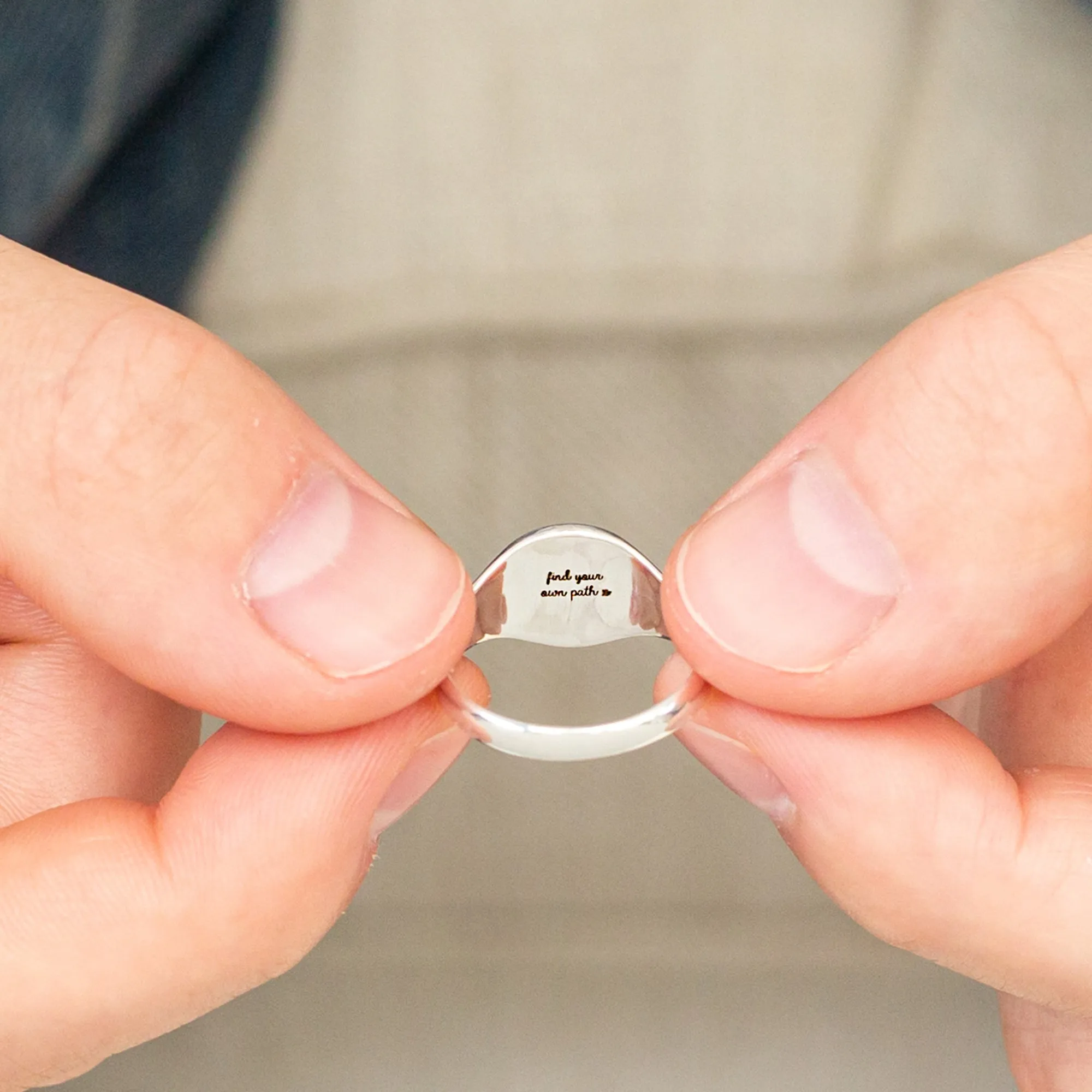 Custom Engraved Round Silver Signet Ring