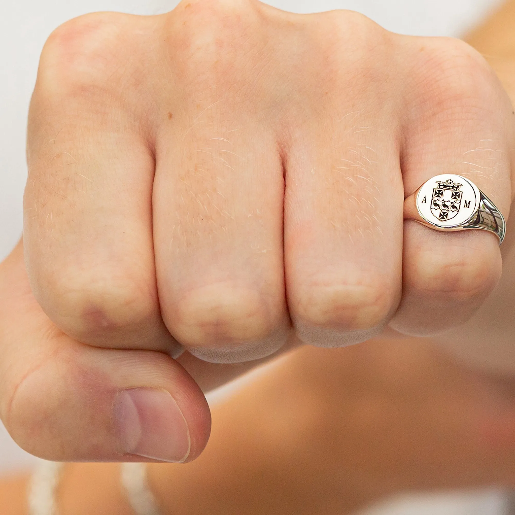 Custom Engraved Round Silver Signet Ring